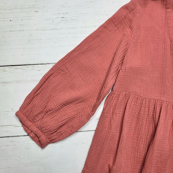 Madewell Lightspun Colette Mini Dress Rose Red Gauze Tiered Baby Doll Small 6 - Picture 6 of 11